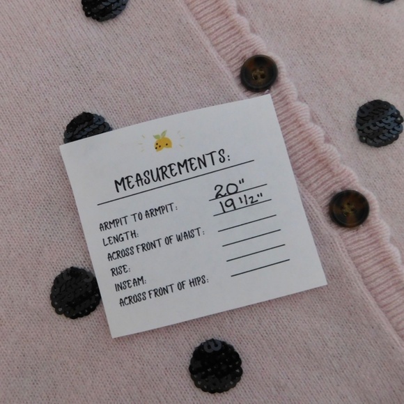 NWT!! Anthropologie MAEVE Puff-Sleeve Cashmere Cardigan Sweater Pink Sequin Dots - Picture 16 of 16